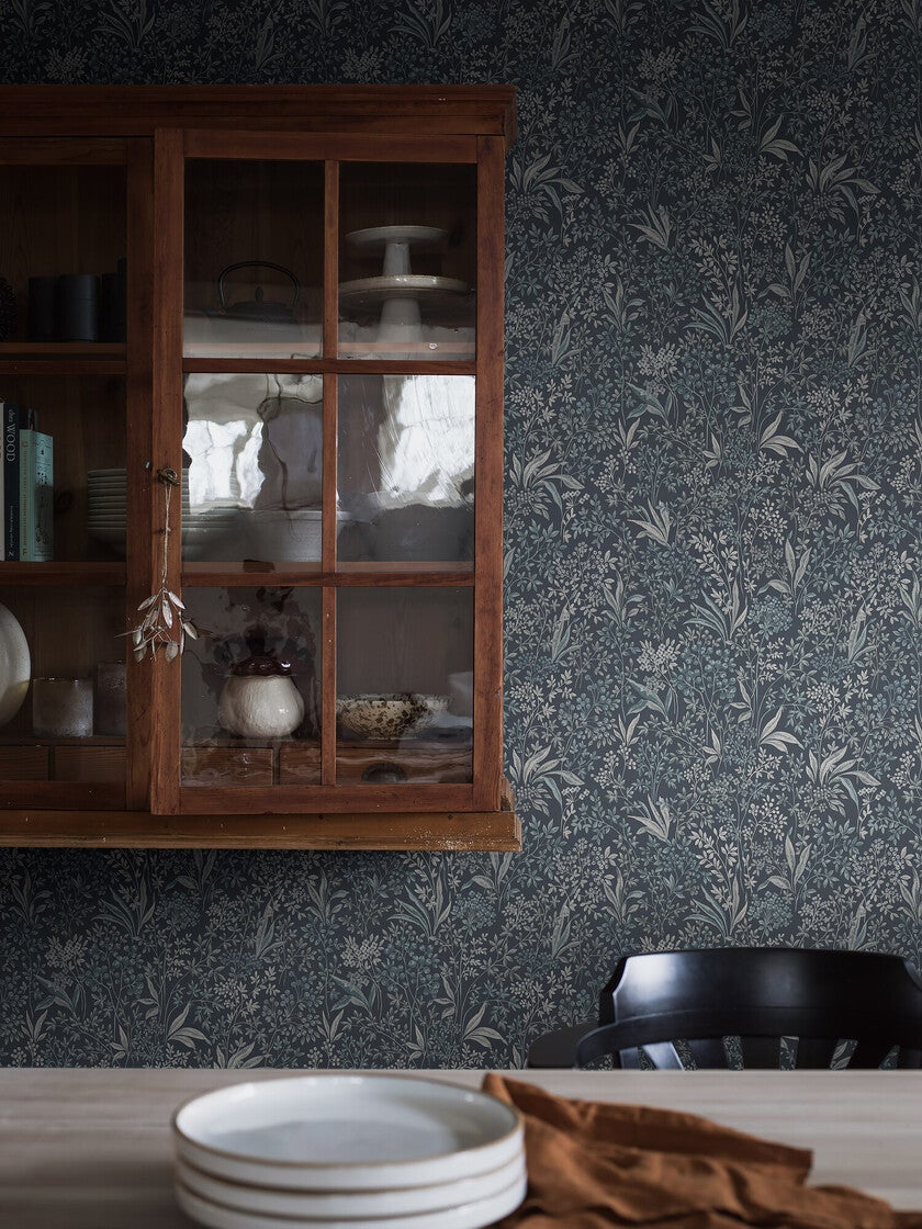 Nocturne slingrande bladverk, mörkblå