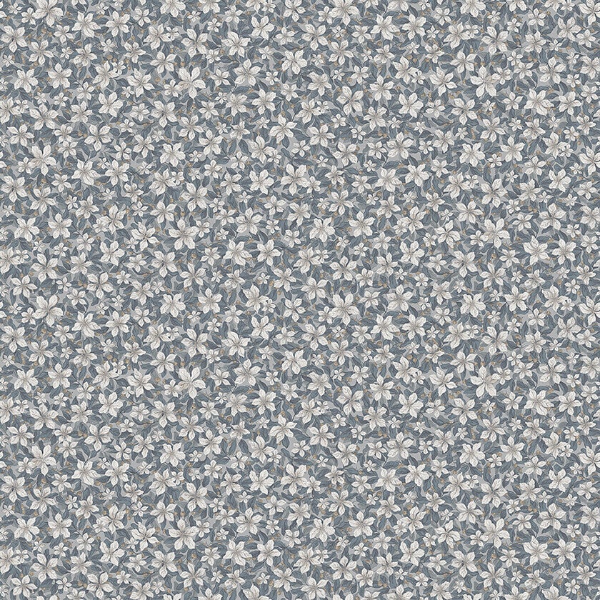 Skogsblomst, blå och vit tapet