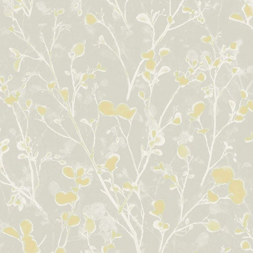 Alder greenery, tapet i gråbeige och gul