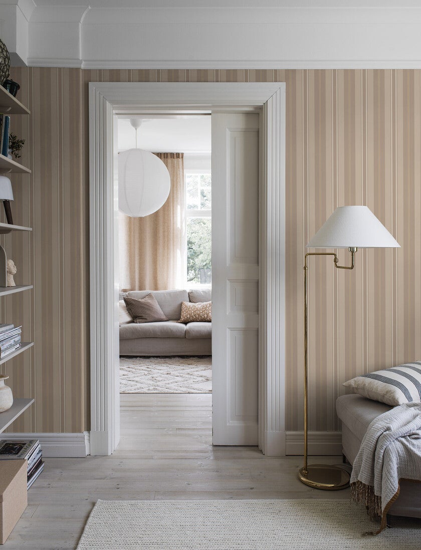 Gustaf, beige och brun tapet