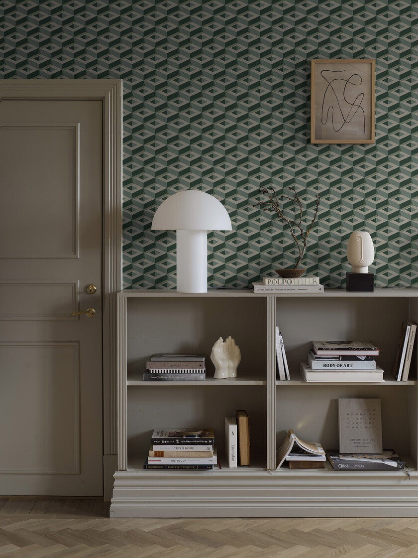 Boxes 3D mönster i blågröna toner