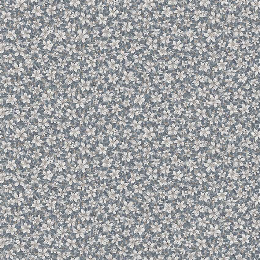 Skogsblomst, blå och vit tapet