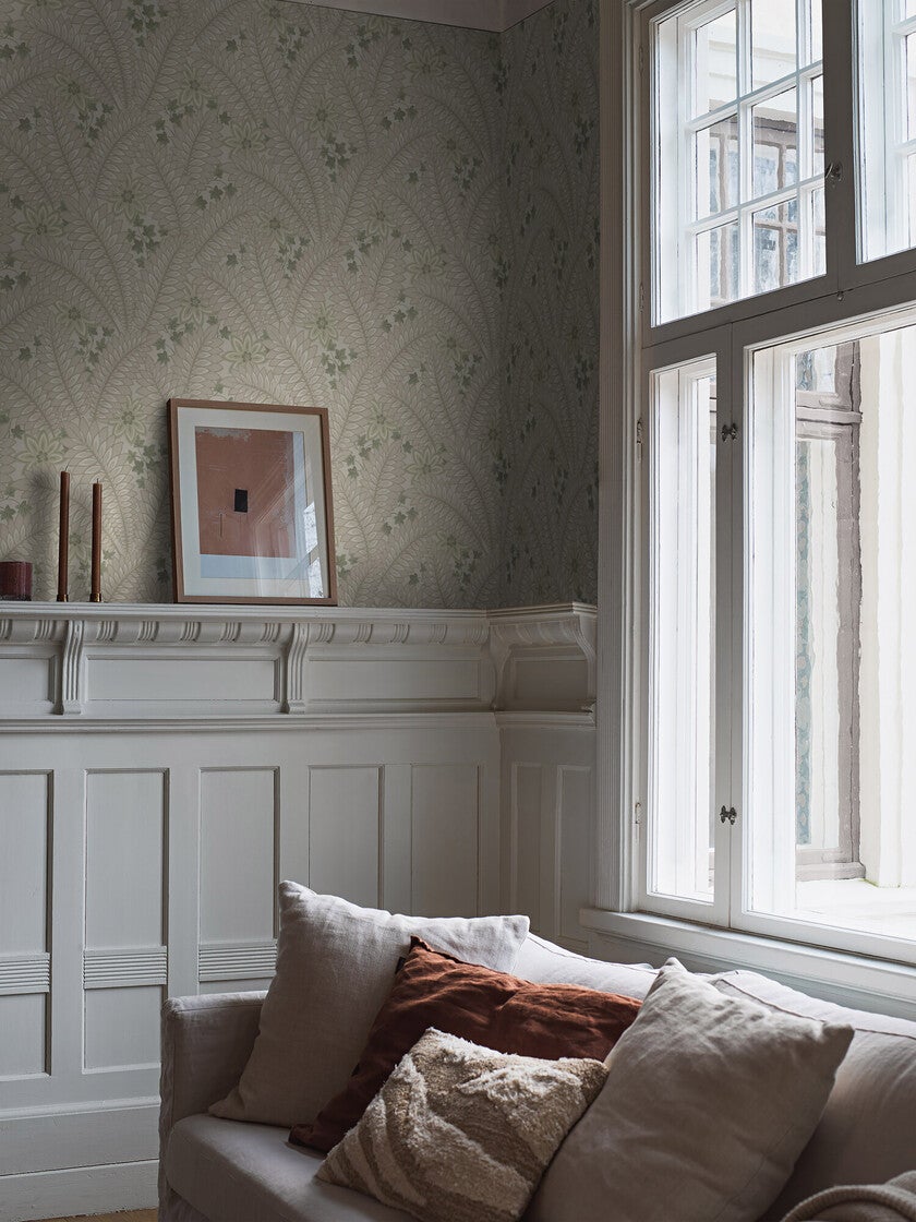 Hidden Ivy, tapet i blekt gröna toner