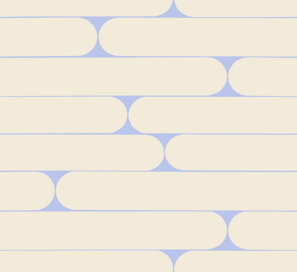 Marimekko Putki, beige och blå tapet