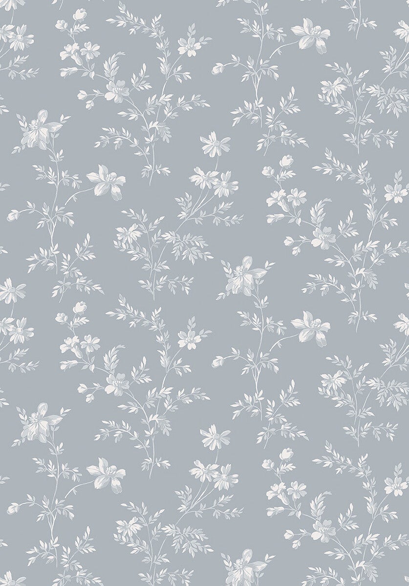 Ängsblomma, blå och vit tapet