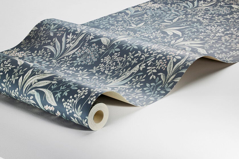 Nocturne slingrande bladverk, gråblå