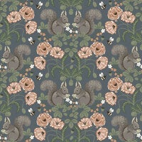 Kurre  blommor och djur, gråblå