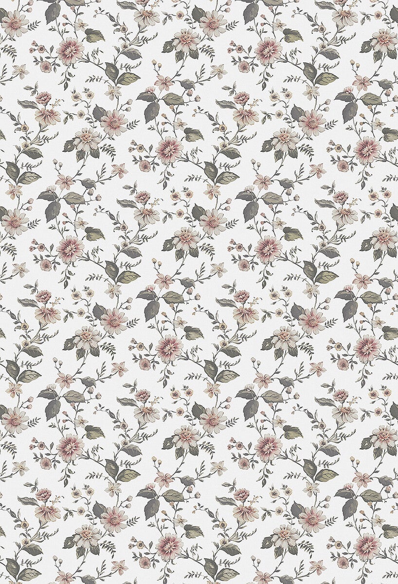 Marion's Mural blommig med benvit botten