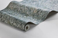 Travertine tapet i dämpat grått och grönt