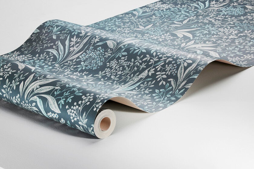 Nocturne slingrande bladverk, mörkblå