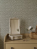 Skogsblomst, beige och grön tapet