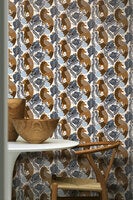 Marimekko Ketunmarja, beige, blå och röd tapet