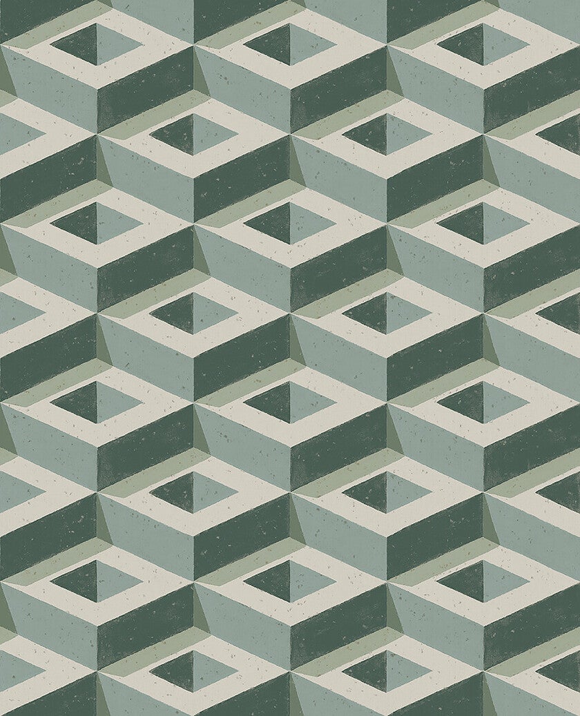 Boxes 3D mönster i blågröna toner