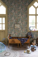 Växa, blågrå, grön och rosa tapet