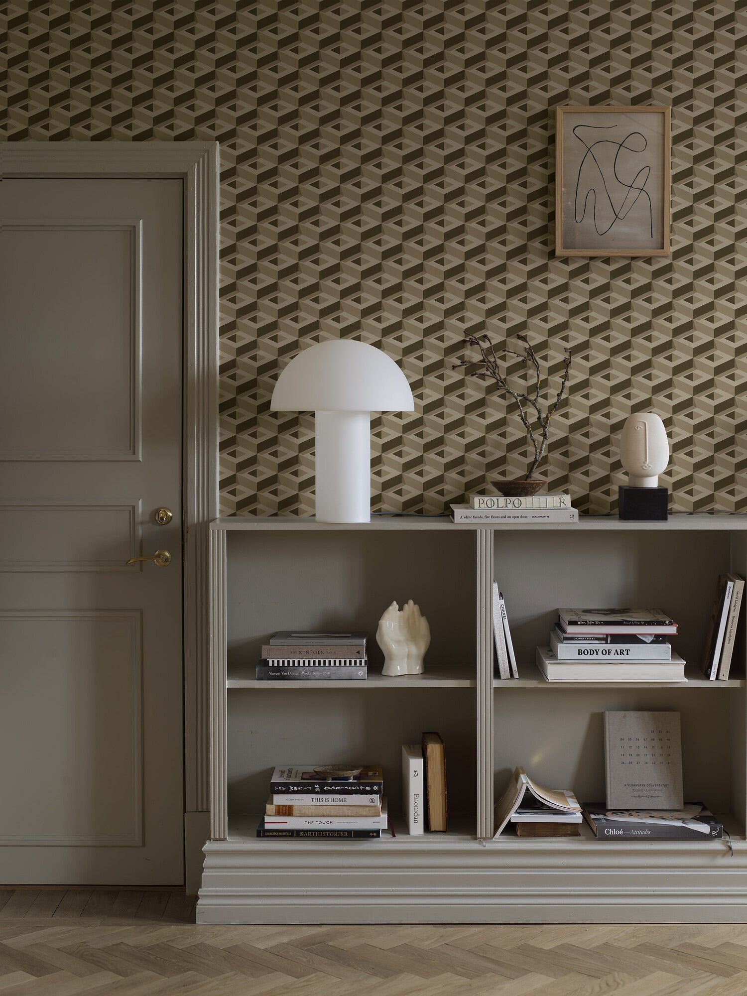 Boxes 3D mönster i beige toner