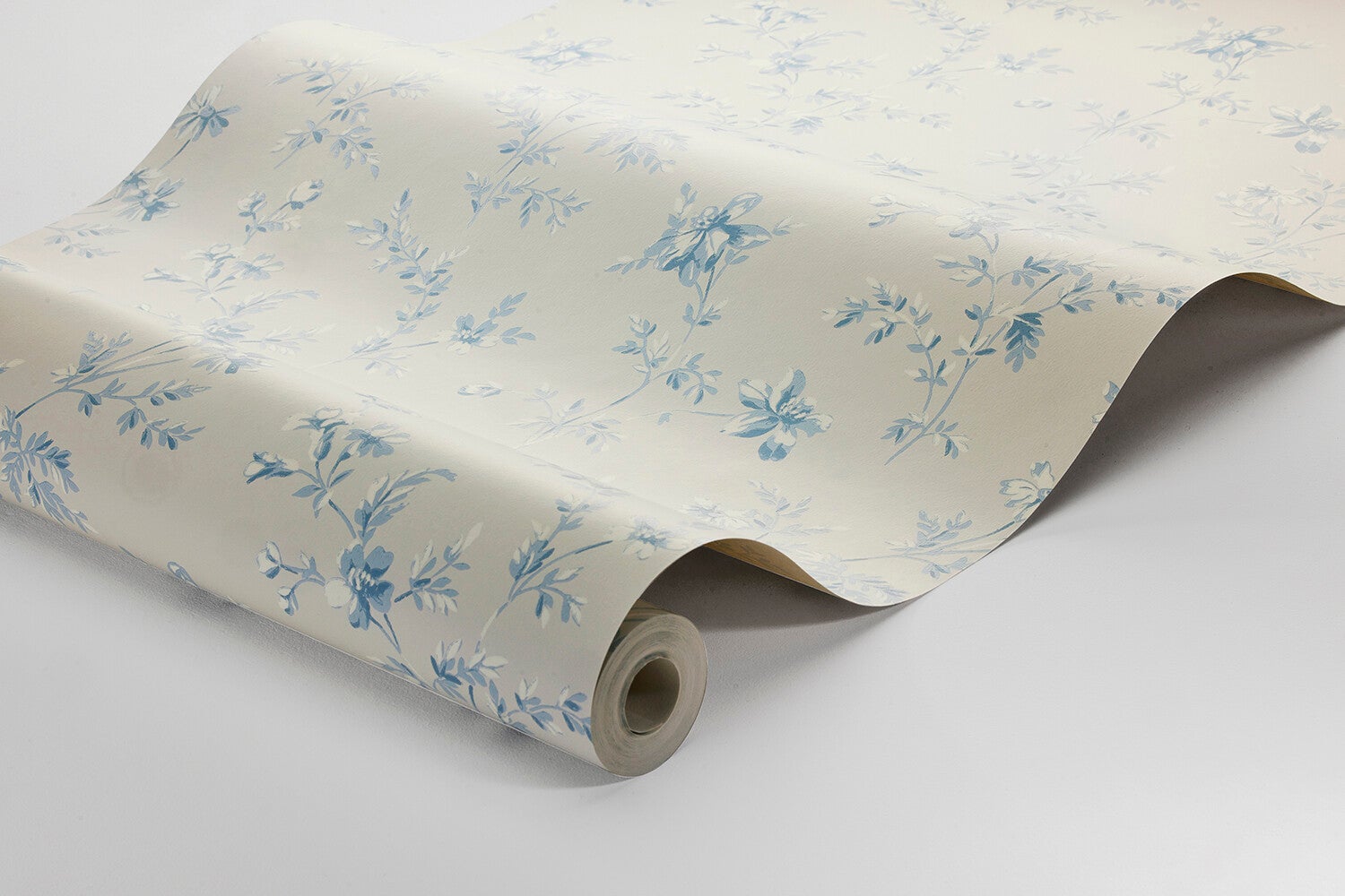 Ängsblomma, beige och blå tapet