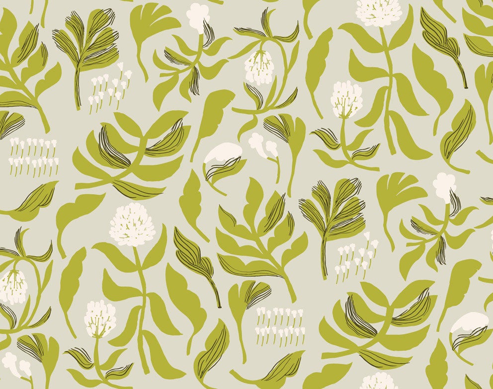 Marimekko Kasvio, grå och grön tapet