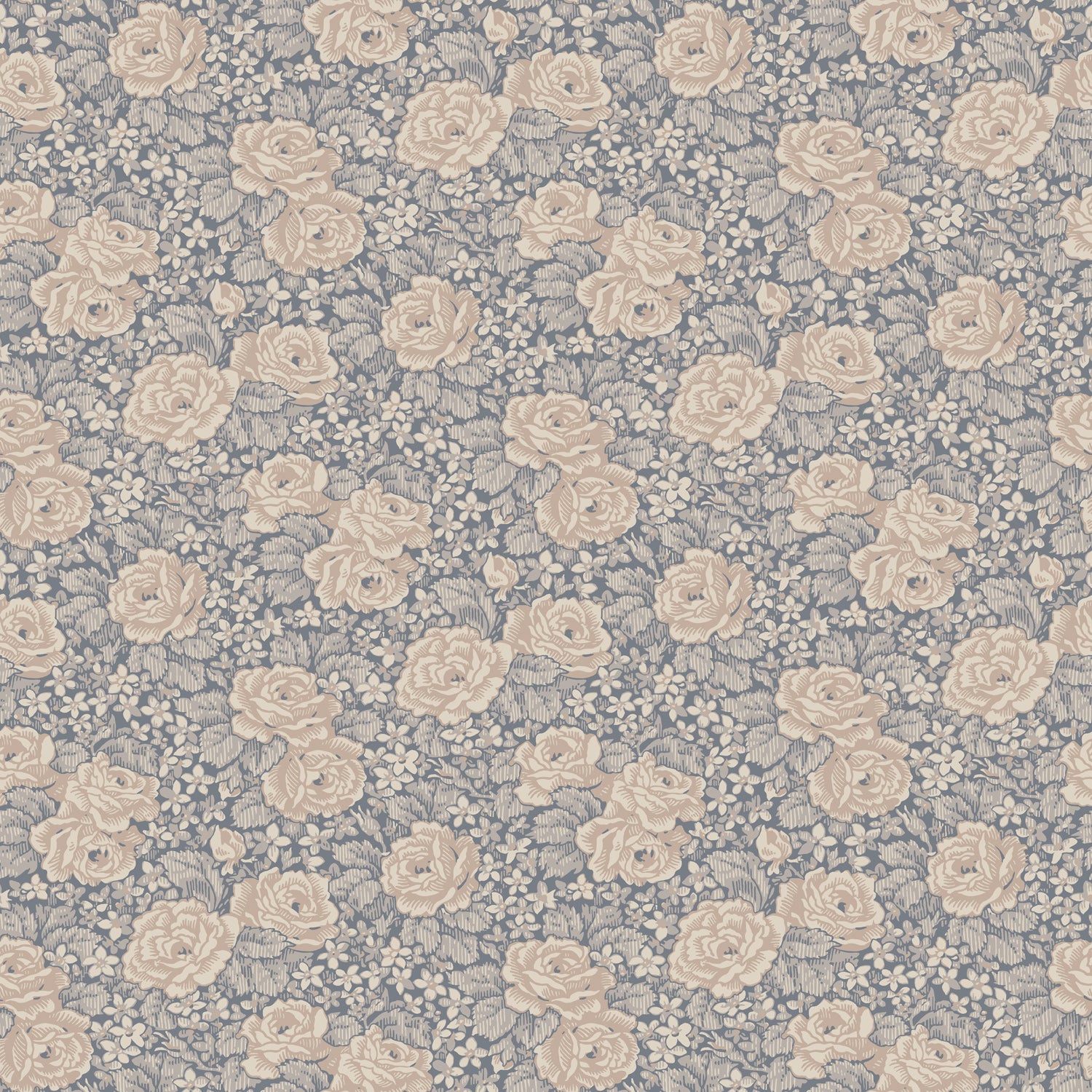 Rosengång, gråblå tapet