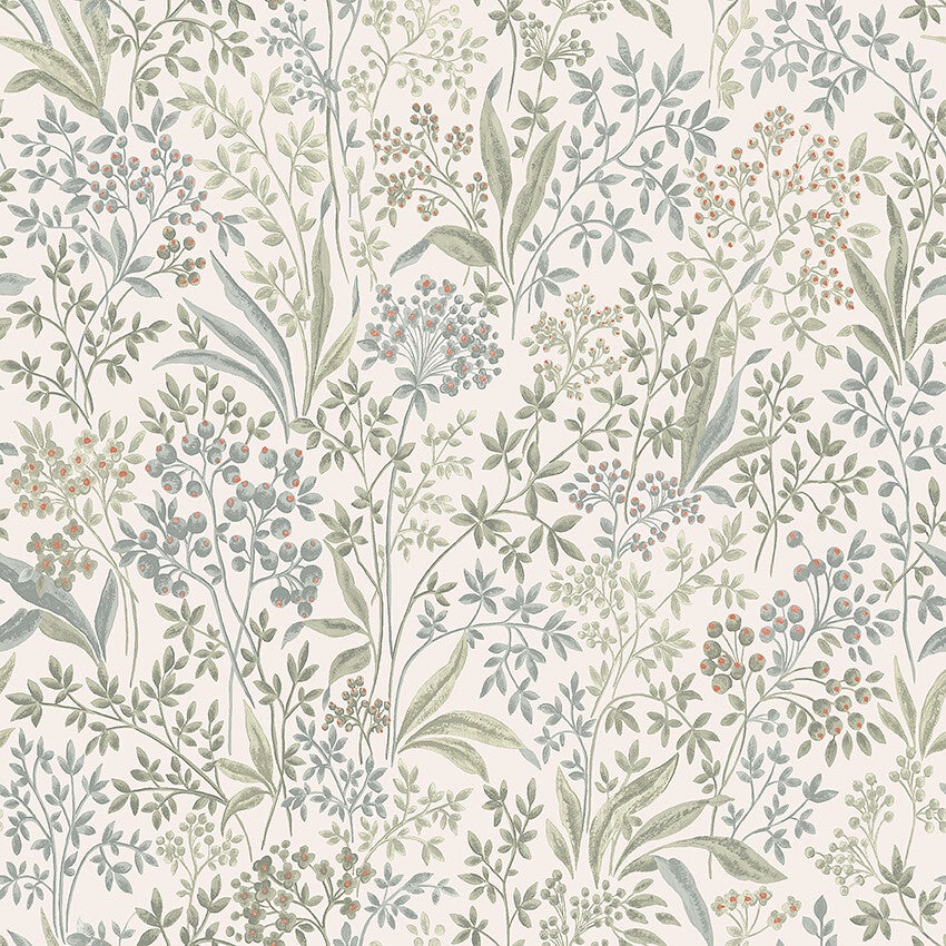 Nocturne slingrande bladverk, roströd/cremevit