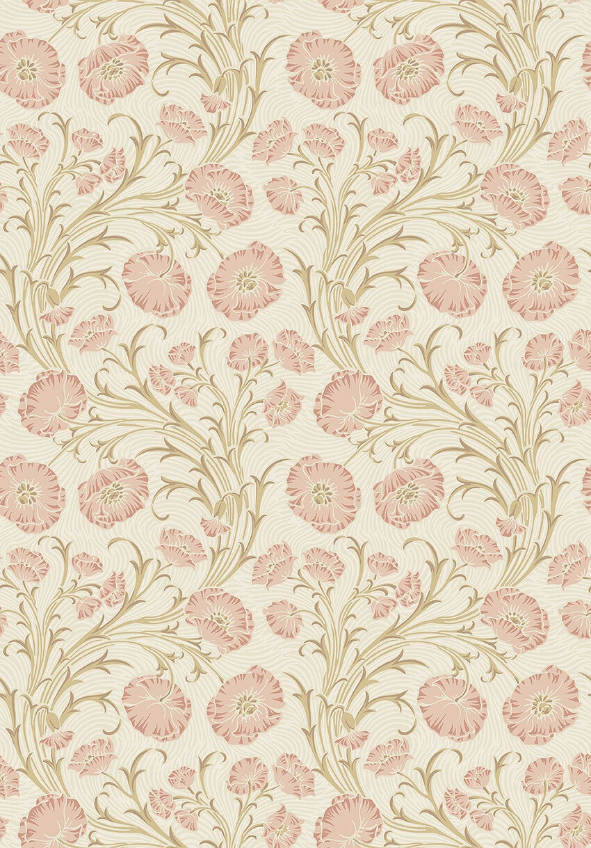 Poppy Flow, blommor på beige botten