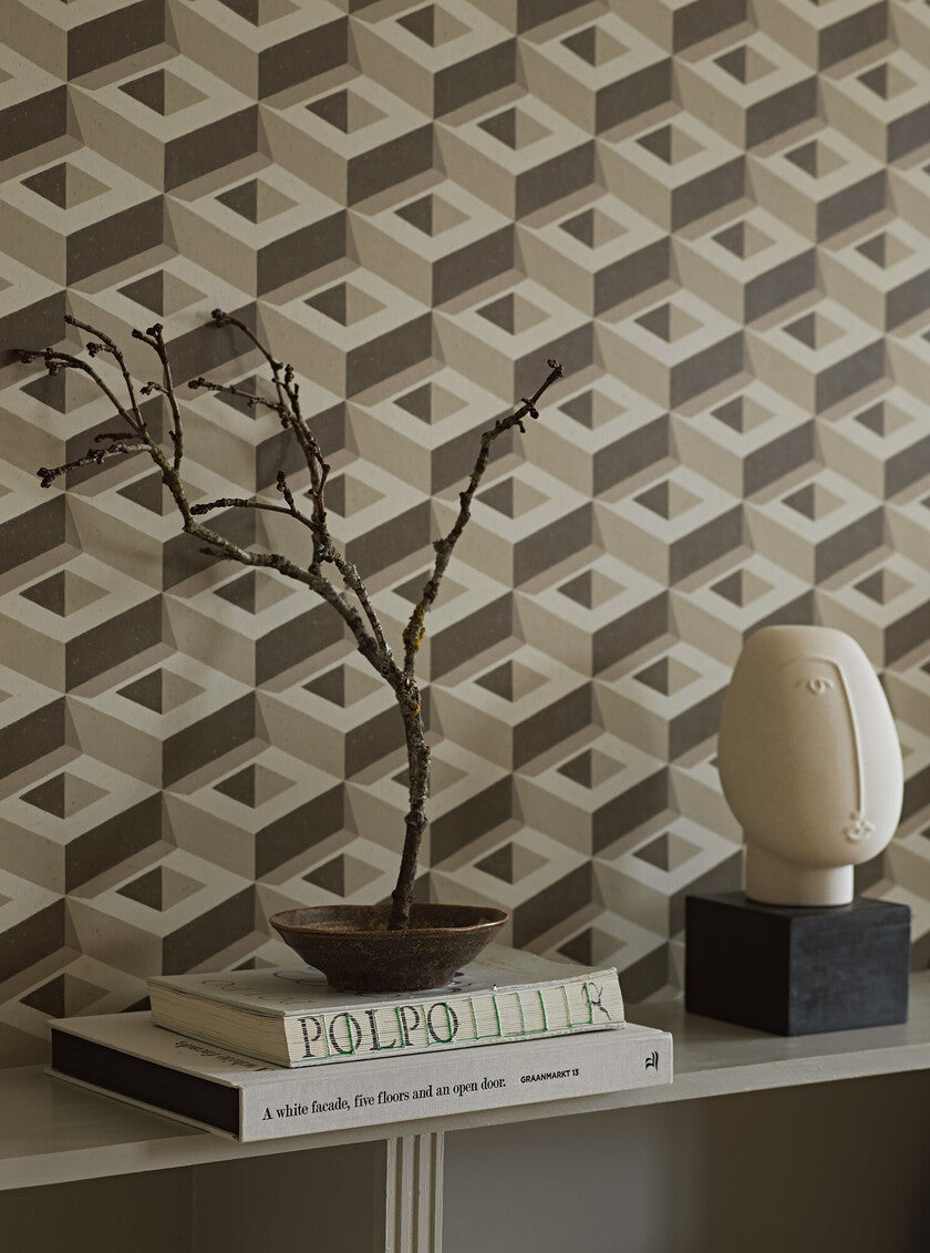 Boxes 3D mönster i beige toner